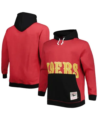 Men's Mitchell & Ness Scarlet, Black San Francisco 49ers Big and Tall Face Pullover Hoodie