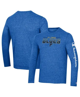 Men's Champion Heather Royal St. Louis Blues Tri-Blend Long Sleeve T-shirt