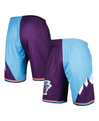 Men's Mitchell & Ness Turquoise, Purple Utah Jazz Hardwood Classics 1996 Split Swingman Shorts