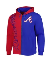 Men's Mitchell & Ness Red, Royal Atlanta Braves Fleece Full-Zip Hoodie