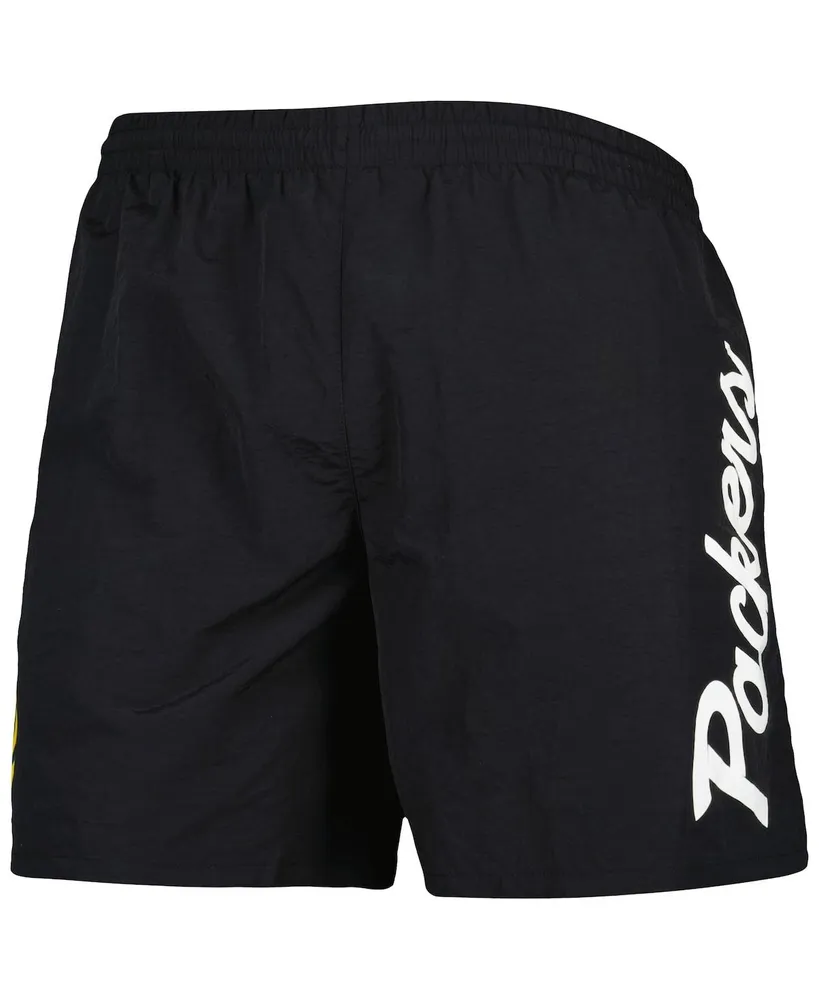 Men's Mitchell & Ness Black Green Bay Packers Team Essentials Nylon Shorts