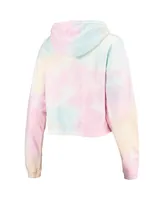 Women's League Collegiate Wear Pink, White Michigan State Spartans Tie-Dye Cropped Pullover Hoodie