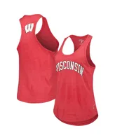 Women's League Collegiate Wear Heather Red Wisconsin Badgers Two-Hit Intramural Tri-Blend Scoop Neck Racerback Tank Top