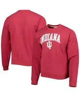 Men's League Collegiate Wear Crimson Indiana Hoosiers 1965 Arch Essential Fleece Pullover Sweatshirt