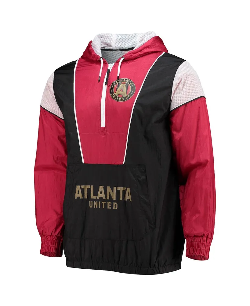 Men's Mitchell & Ness Black Atlanta United Fc Highlight Reel Half-Zip Hoodie Windbreaker Jacket