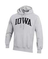 Men's Champion Heathered Gray Iowa Hawkeyes Team Arch Reverse Weave Pullover Hoodie