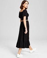 And Now This Women's Pull-On Tiered Maxi Skirt