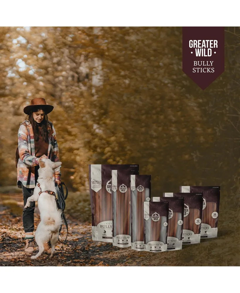 Greater Wild 6" Single-Ingredient Beef Bully Sticks, Natural Dog Treats - 15 Split Sticks