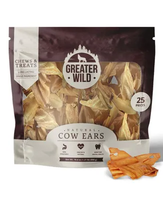 Greater Wild Cow Ears for Dogs, Single-Ingredient Natural Treats - 25 Ears