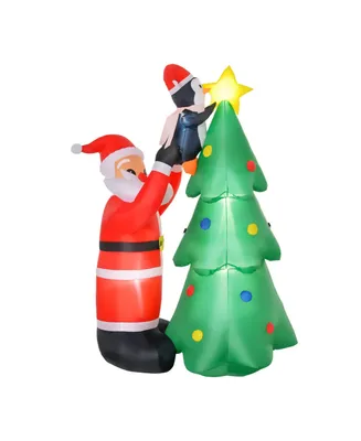 Homcom 6' Christmas Inflatable Santa and Penguin Outdoor Yard Decoration