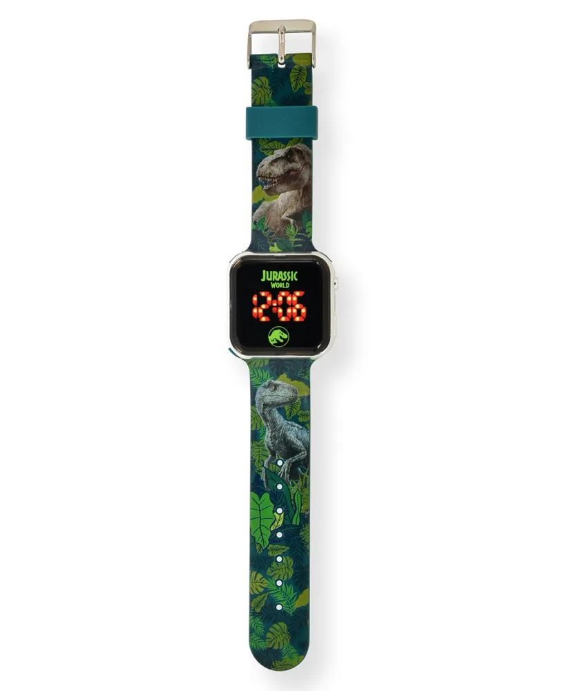 Jurassic Children's World Light Emitting Diode Green Silicone Strap Watch 32mm