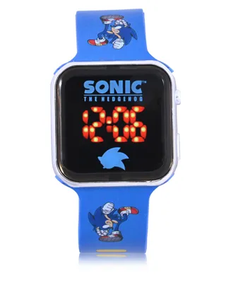 Sega Children's Sonic the Hedgehog Light Emitting Diode Blue Silicone Strap Watch 32mm