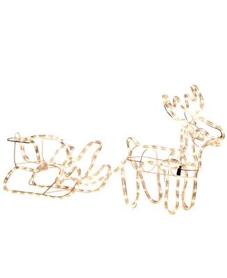 Outsunny 35" Christmas Reindeer and Sleigh with Led Indoor Outdoor Decoration