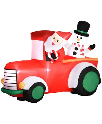 Outsunny 5' Inflatable Santa Claus Driving, Blow-Up Outdoor Led Yard Display