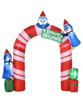 Outsunny 8' Christmas Inflatable Candy Cane Archway Blow-Up Outdoor Display - Multi