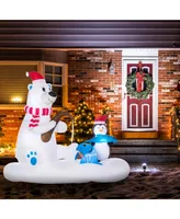 Outsunny 6' Christmas Inflatable Polar Bear Penguin Blow-Up Outdoor Display - Multi