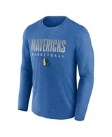 Men's Fanatics Heathered Blue Dallas Mavericks Where Legends Play Iconic Practice Long Sleeve T-shirt