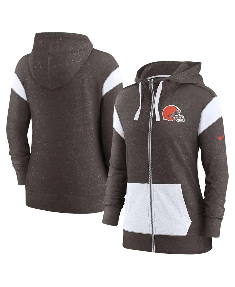 Wear by Erin Andrews Brown/White Cleveland Browns Color-Block Full-Zip Hoodie