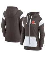 Women's Nike Heathered Brown and Heathered White Cleveland Browns Monaco Full-Zip Hoodie