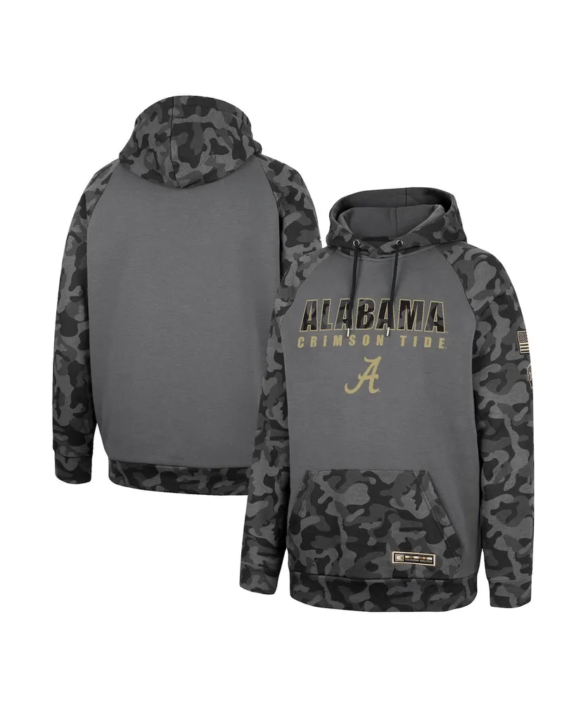 Men's Colosseum Charcoal Alabama Crimson Tide Oht Military-Inspired Appreciation Camo Stack Raglan Pullover Hoodie