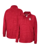 Women's Colosseum Crimson Oklahoma Sooners Natalie Speckled Quarter-Snap Top