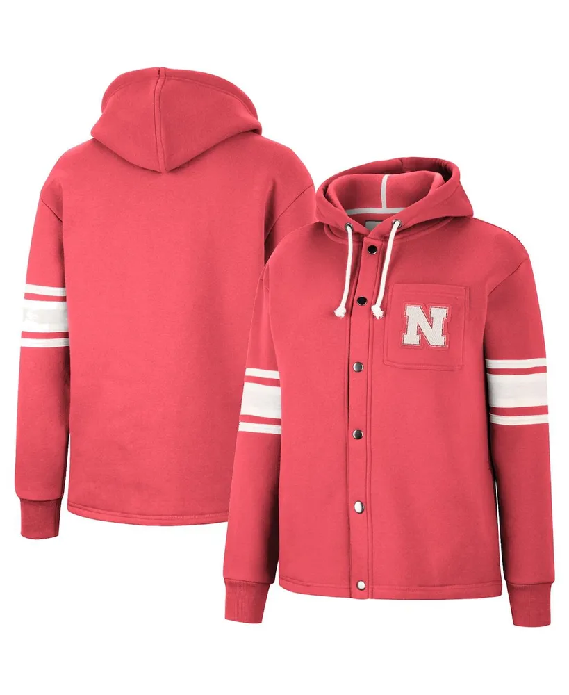 Women's Colosseum Scarlet Nebraska Huskers Mia Striped Full-Snap Hoodie Jacket