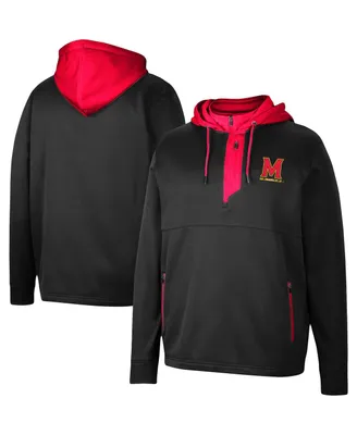 Men's Colosseum Black Maryland Terrapins Luge 3.0 Quarter-Zip Hoodie