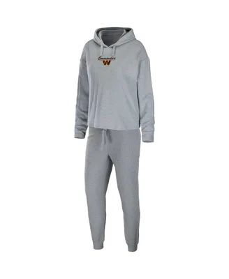 Women's Wear by Erin Andrews Heathered Gray Washington Commanders Pullover Hoodie and Pants Lounge Set