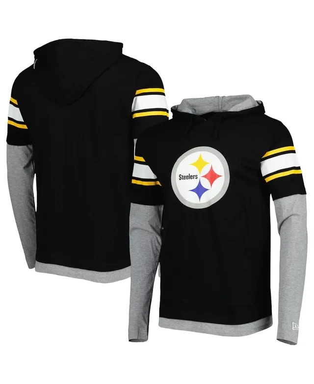 Men's Pittsburgh Steelers Starter Black Draft Fleece Raglan Pullover Hoodie