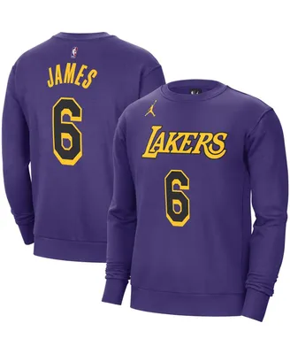Men's Jordan LeBron James Purple Los Angeles Lakers Statement Name and Number Pullover Sweatshirt