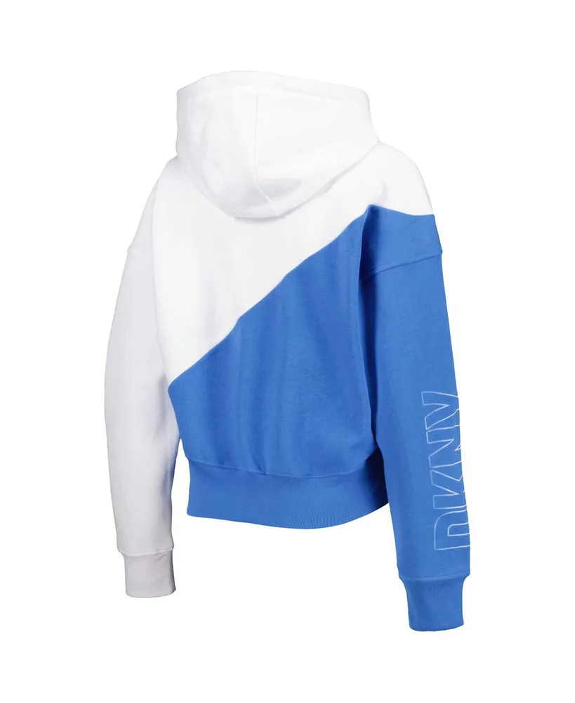 Women's Dkny Sport White and Powder Blue Los Angeles Chargers Bobbi Color Blocked Pullover Hoodie