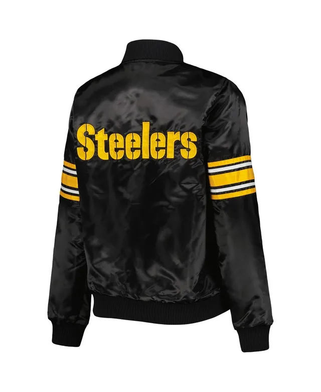 Mitchell & Ness Women's Black Pittsburgh Steelers Team 2.0 Satin Raglan  Full-snap Jacket