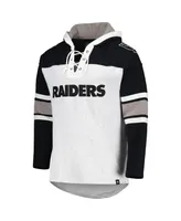 Men's '47 Brand Las Vegas Raiders Heather Gray Gridiron Lace-Up Pullover Hoodie