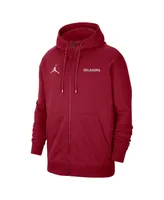 Men's Jordan Crimson Oklahoma Sooners Travel Fleece Full-Zip Hoodie