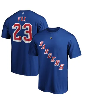 Men's Fanatics Adam Fox Blue New York Rangers Authentic Stack Name and Number T-shirt