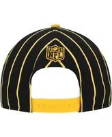 Men's New Era Black, Gold Pittsburgh Steelers Pinstripe City Arch 9Fifty Snapback Hat