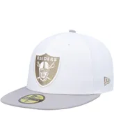 Men's New Era White, Gray Las Vegas Raiders 50th Anniversary Gold Undervisor 59FIFTY Fitted Hat