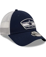 Men's New Era Navy, White Dallas Cowboys Logo Patch Trucker 9FORTY Snapback Hat
