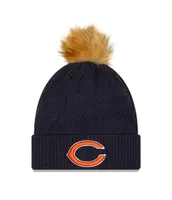 Women's New Era Navy Chicago Bears Snowy Cuffed Knit Hat with Pom