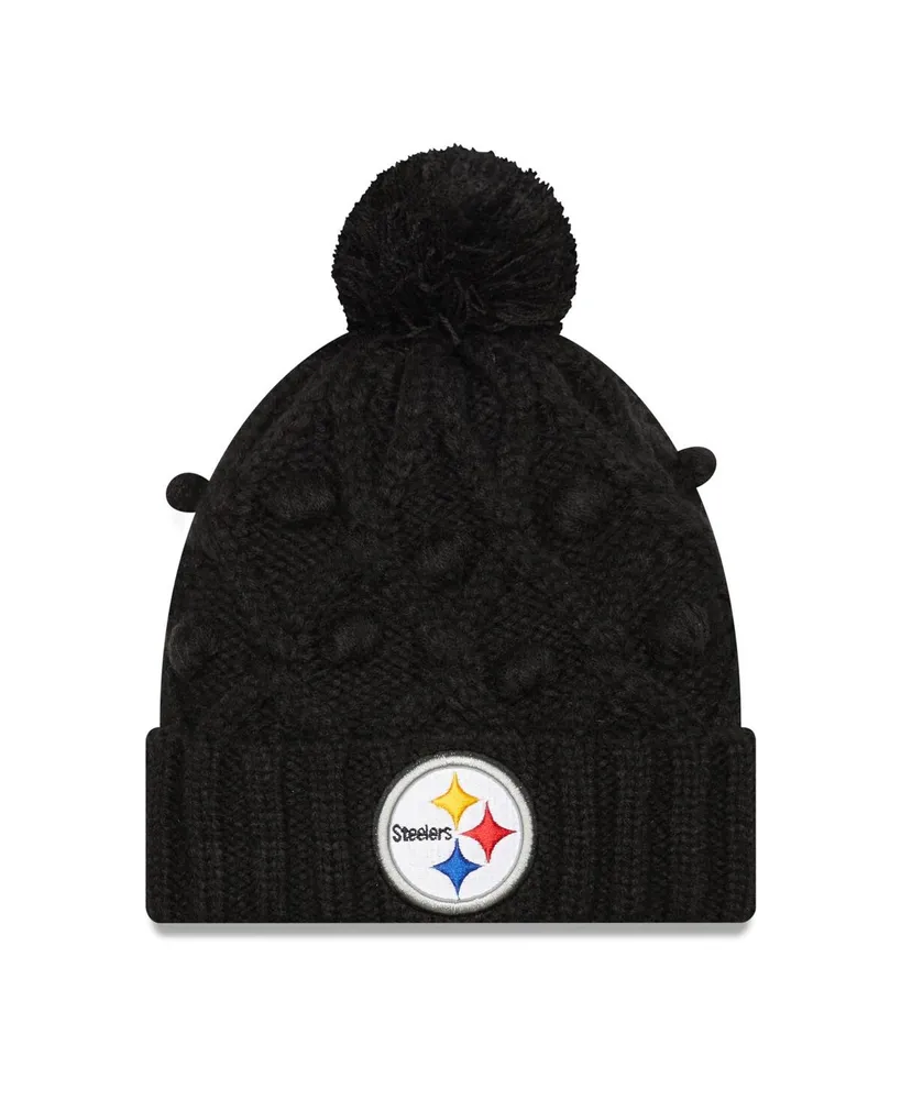 Women's New Era Black Pittsburgh Steelers Toasty Cuffed Knit Hat with Pom