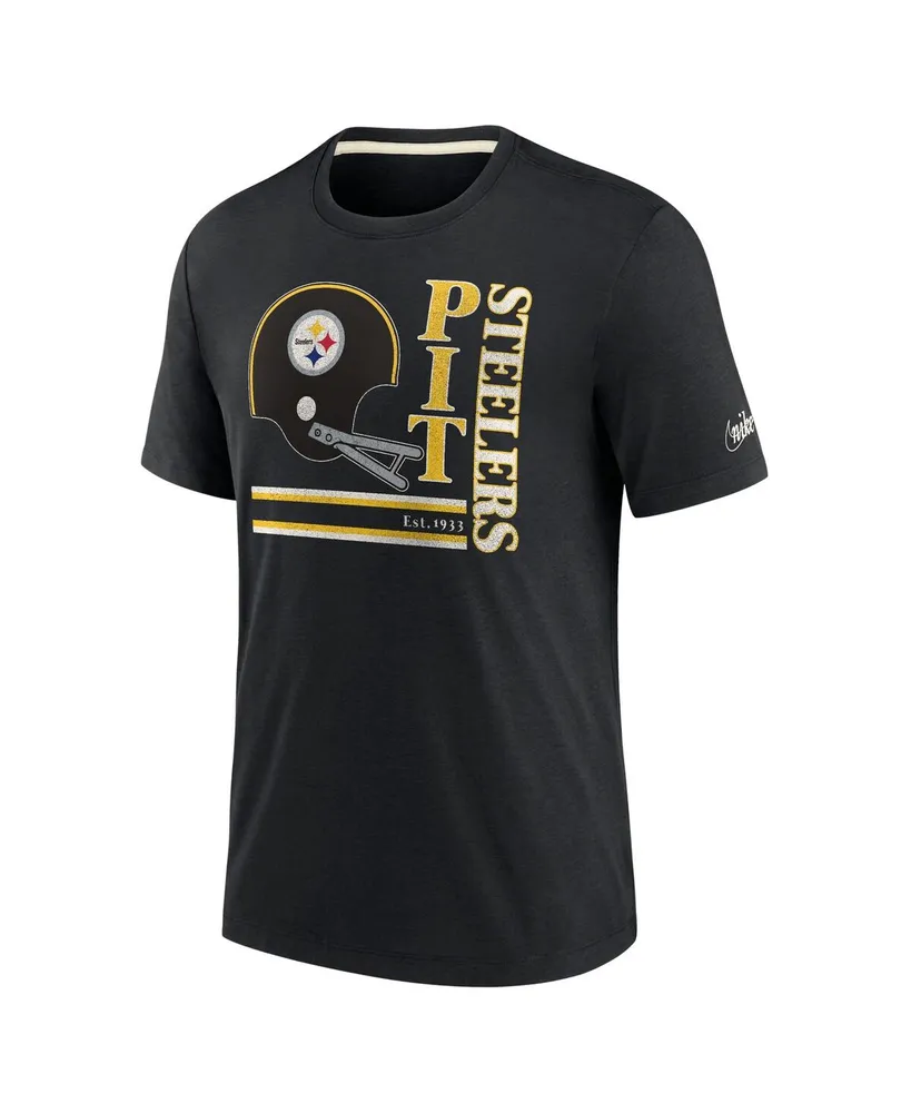 Men's Nike Black Pittsburgh Steelers Wordmark Logo Tri-Blend T-shirt