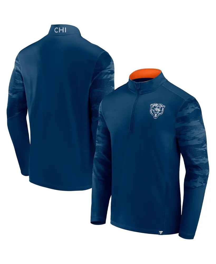 Men's Fanatics Navy Chicago Bears Ringer Quarter-Zip Jacket