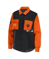 Women's Wear by Erin Andrews Black Chicago Bears Snap-Up Shirt Jacket