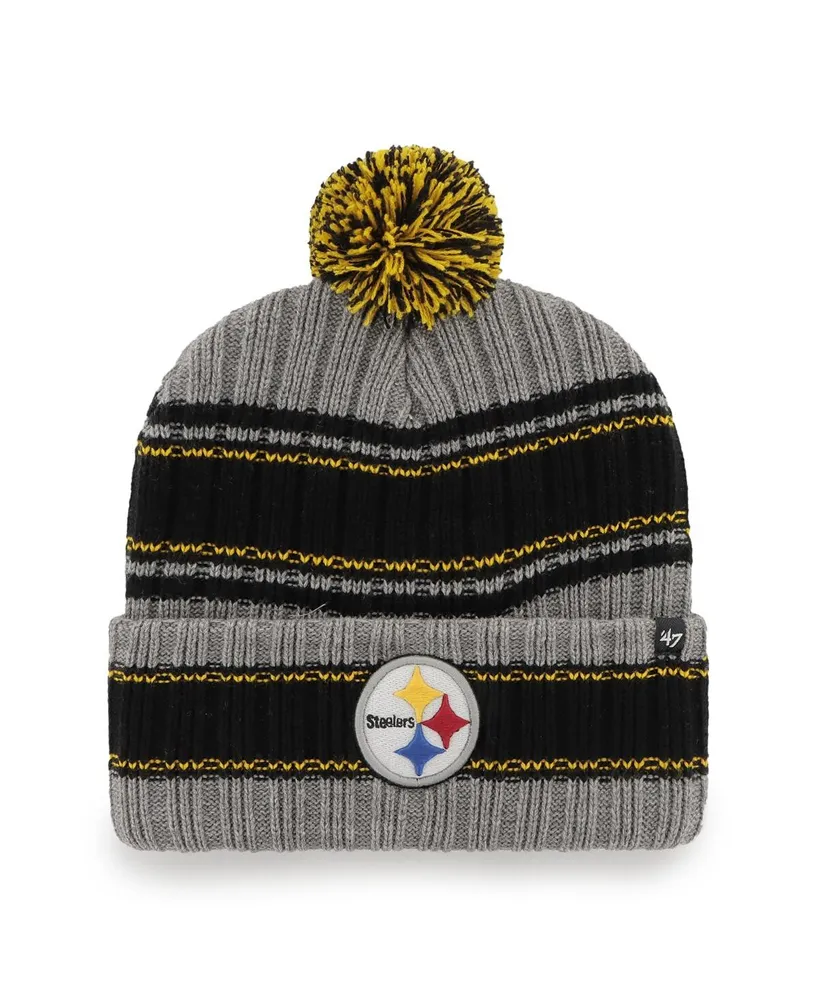 Men's '47 Brand Graphite Pittsburgh Steelers Rexford Cuffed Knit Hat with Pom