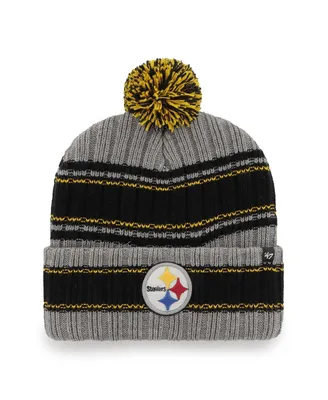 Men's '47 Brand Graphite Pittsburgh Steelers Rexford Cuffed Knit Hat with Pom