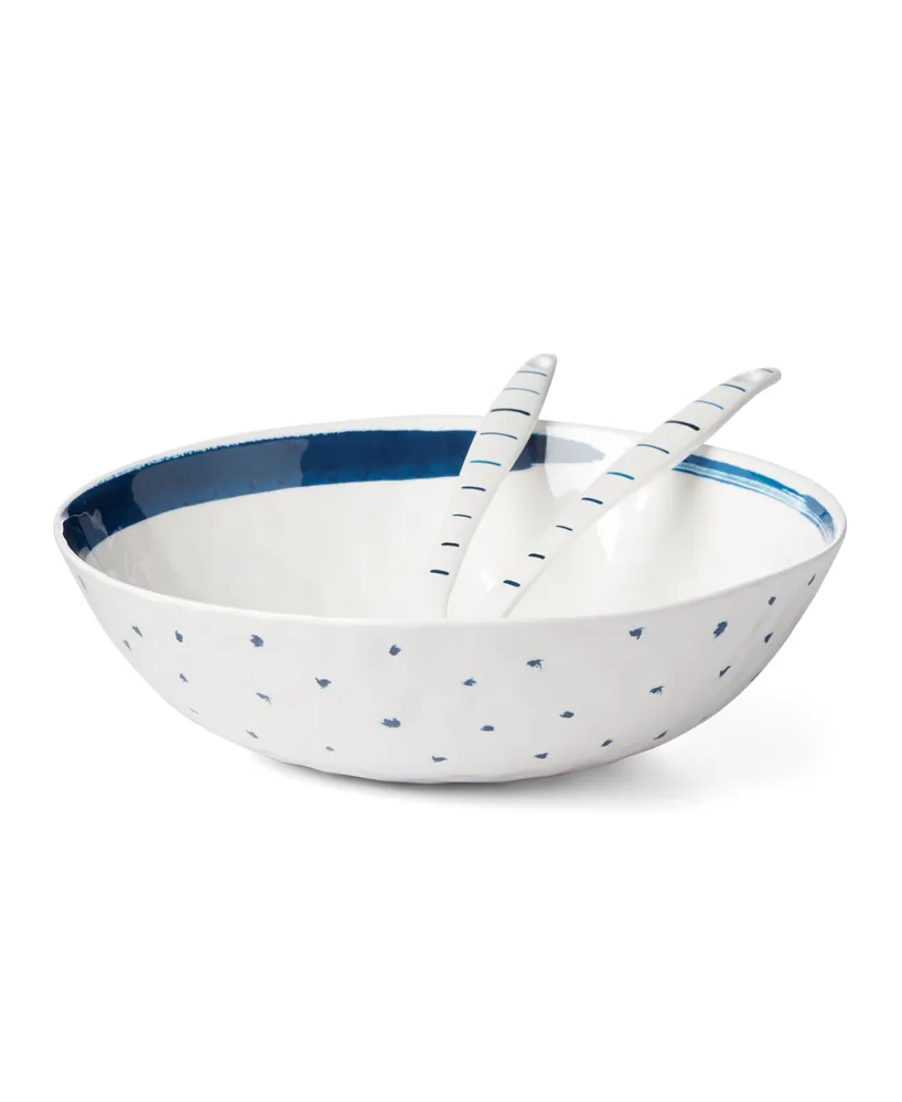 Lenox Blue Bay Melamine Salad Bowl With Servers