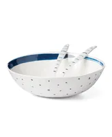 Lenox Blue Bay Melamine Salad Bowl With Servers