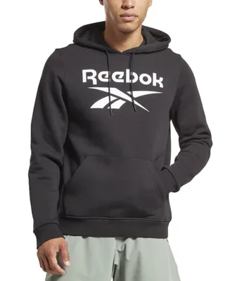 Reebok Men's Identity Classic-Fit Stacked Logo-Print Fleece Hoodie