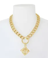 Steve Madden Gold-tone Signature Pendant Necklace