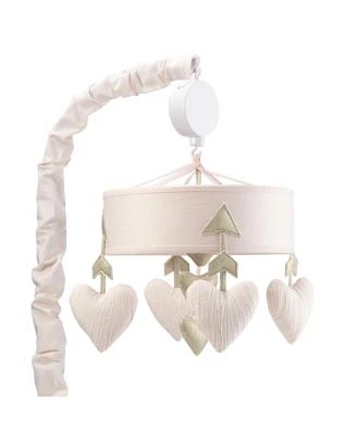 Lambs Ivy Baby Love Pink Gold Hearts Arrows Musical Baby Crib Mobile